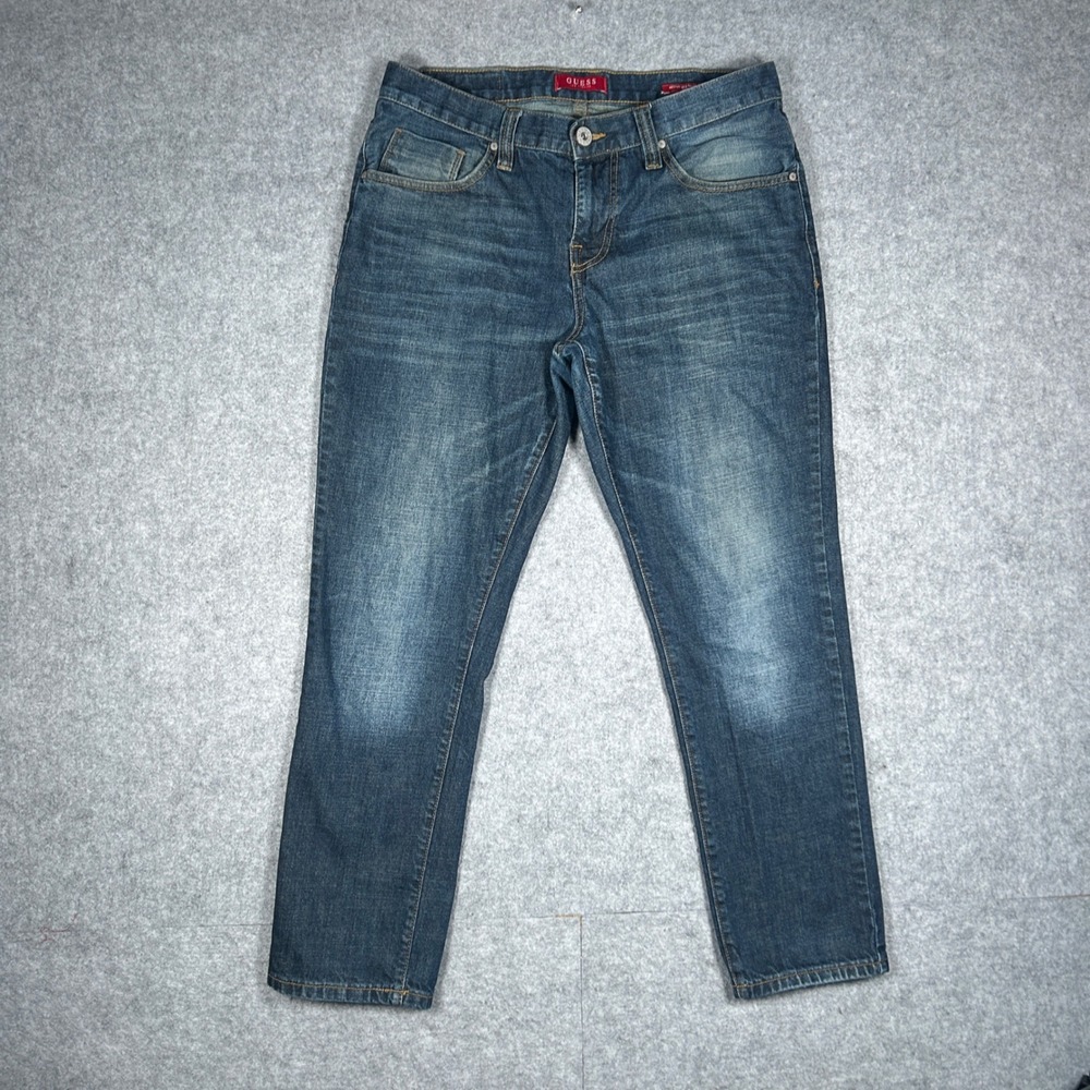 Guess Denim Jeans Mens 33x30(32x28) Blue Halsted Medium Rise Tapered Slim Casual